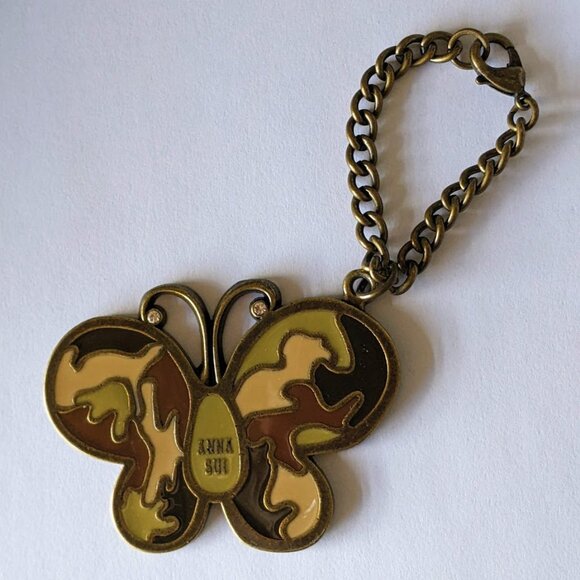 Anna Sui Purse Bag Charm Metallic Butterfly Camouflage - Picture 1 of 2